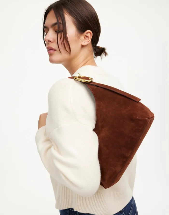 Women Bags Madewell The SculpturalBuckle Shoulder Bag Soft Mahogany