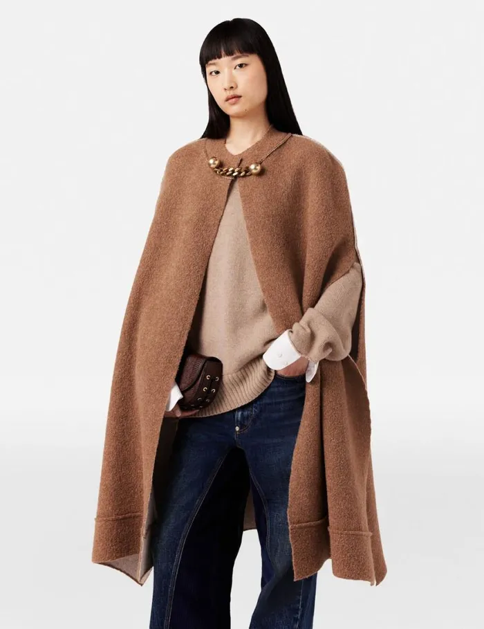 Women BaubleClasp Boucl Cape Twotone Beige Stella McCartney Coats And Jackets Women BaubleClasp Boucl Cape Twotone Beige Stella McCartney Coats And Jackets