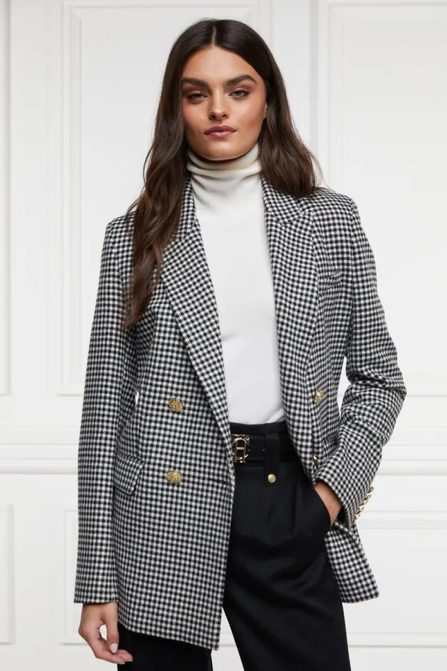 Women Belgravia Blazer Black and White Puppy Tooth Holland Cooper Tailoring