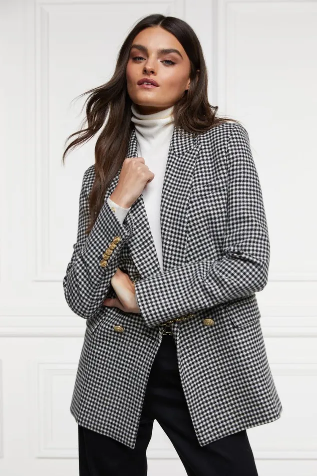 Women Belgravia Blazer Black and White Puppy Tooth Holland Cooper Tailoring