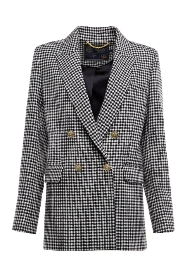 Women Belgravia Blazer Black and White Puppy Tooth Holland Cooper Tailoring