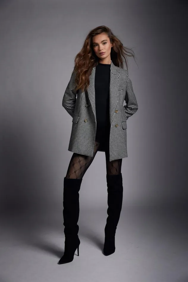 Women Belgravia Blazer Black and White Puppy Tooth Holland Cooper Tailoring