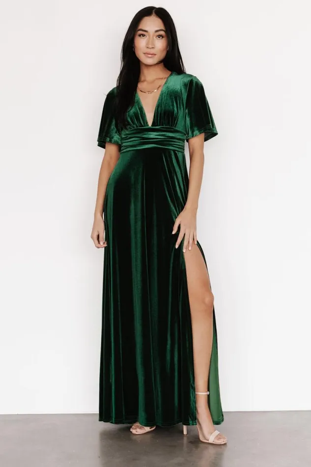 Women Berenice Velvet Maxi Dress Emerald Baltic Born Maxi Dresses