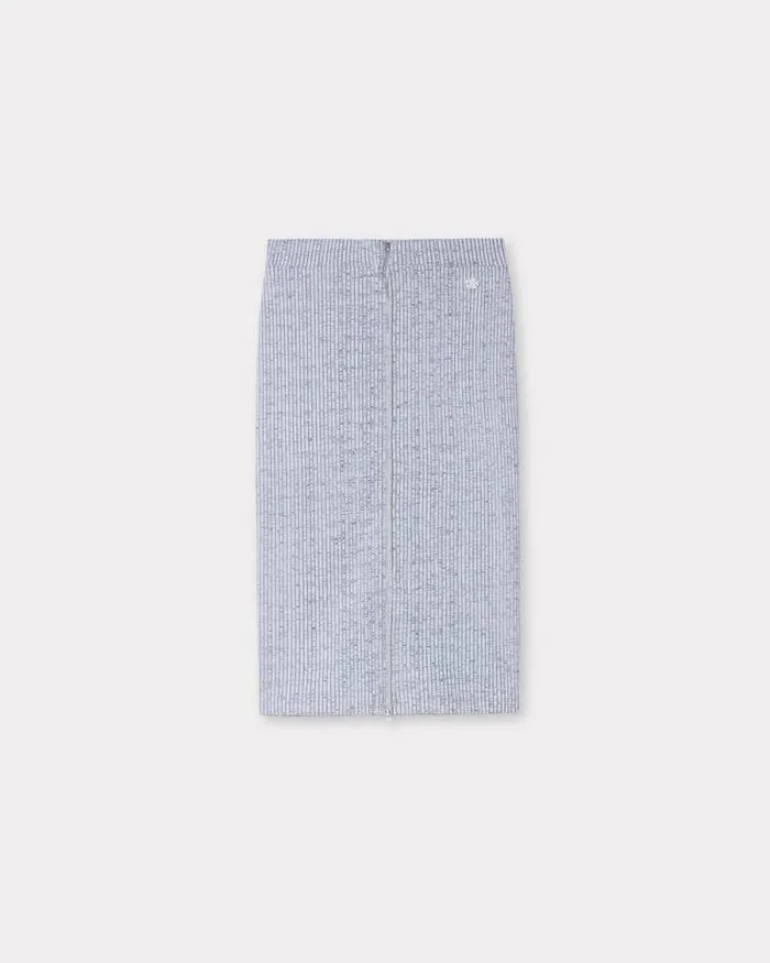 Women Bicolor Rib Zipped Skirt White Kenzo Dresses And Skirts