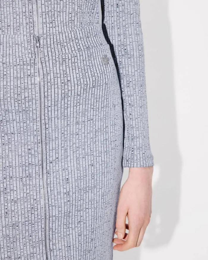 Women Bicolor Rib Zipped Skirt White Kenzo Dresses And Skirts