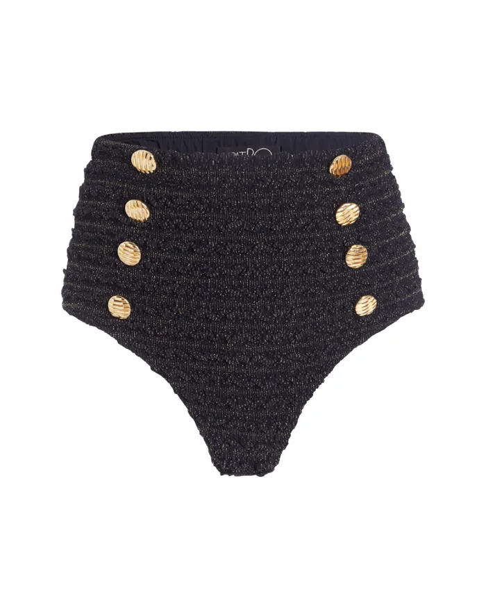 Women Bikinis PatBO Crinkle Lurex Bikini Bottom Black