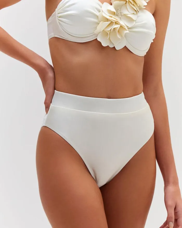 Women Bikinis PatBO High Leg Bikini Bottom EXCLUSIVE White