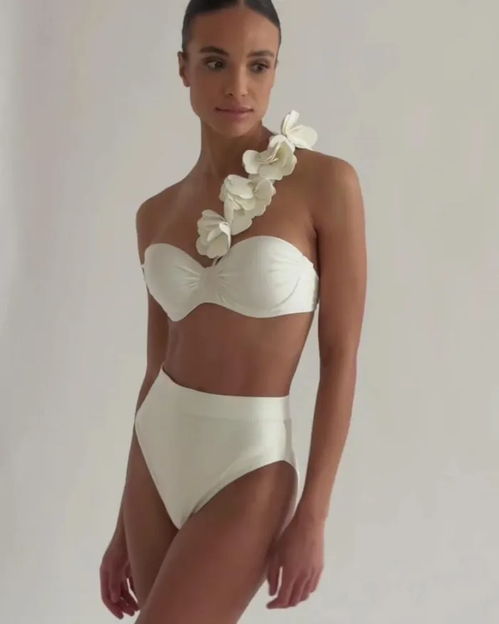 Women Bikinis PatBO High Leg Bikini Bottom EXCLUSIVE White