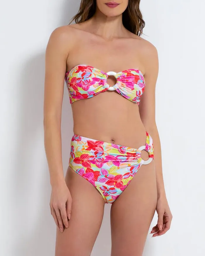Women Bikinis PatBO Hydra Bandeau Bikini Top FINAL SALE Pink Multi