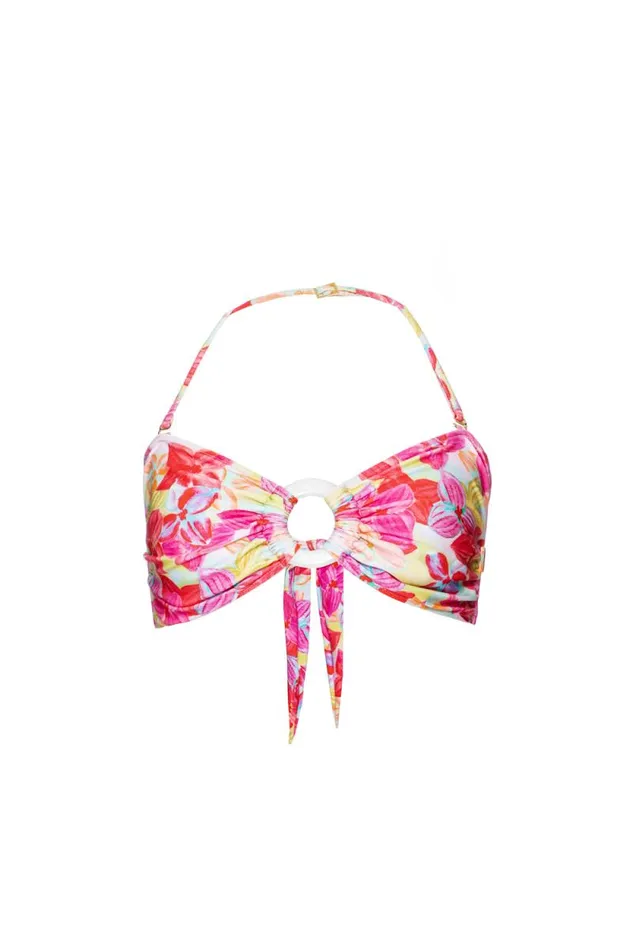 Women Bikinis PatBO Hydra Bandeau Bikini Top FINAL SALE Pink Multi