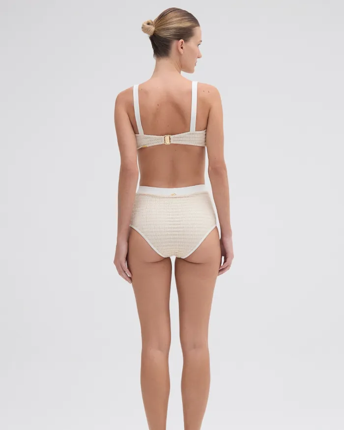 Women Bikinis PatBO METALLIC HIGH WAIST BIKINI BOTTOM Off White