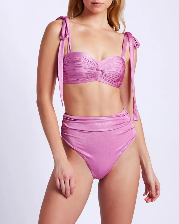 Women Bikinis PatBO Metallic Jersey Bikini Bottom FINAL SALE Lilac