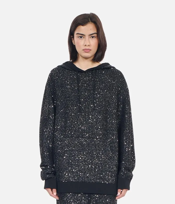 Women Black Knit Sequin Sweatshirt THE KOOPLES Sweaters