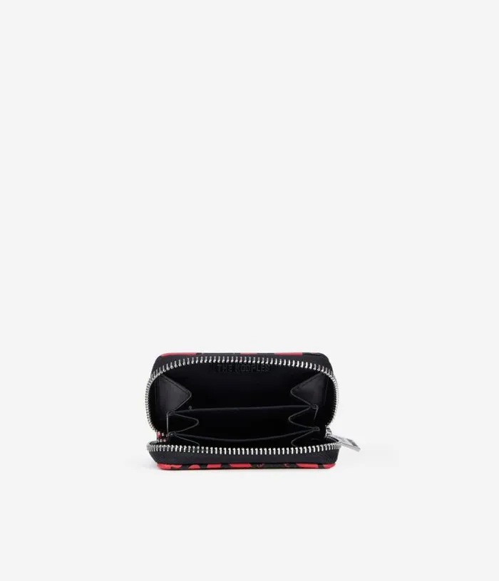 Women Black Leather Coin Purse With Hearts Print THE KOOPLES Bags