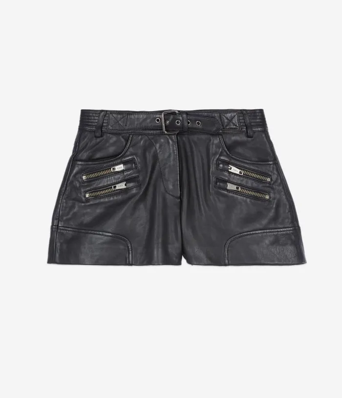 Women Black Leather Shorts THE KOOPLES Skirts and Shorts