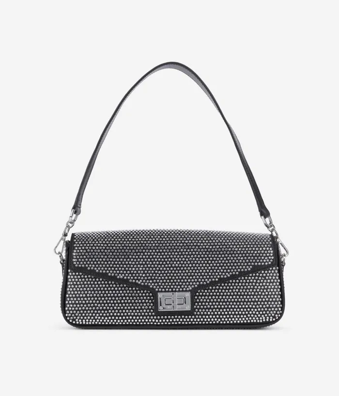 Women Black Nylon Rhinestone Clutch Bag THE KOOPLES Bags