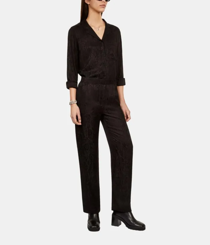 Women Black Snakeskin Jacquard Trousers THE KOOPLES Jeans and Pants