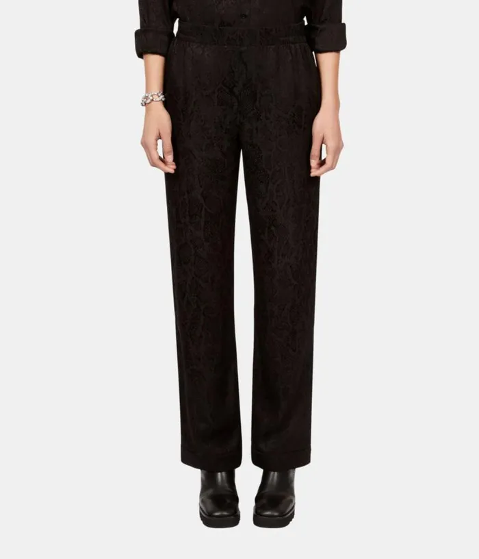 Women Black Snakeskin Jacquard Trousers THE KOOPLES Jeans and Pants