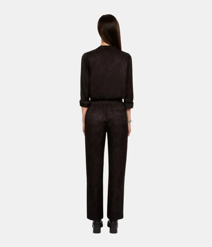 Women Black Snakeskin Jacquard Trousers THE KOOPLES Jeans and Pants