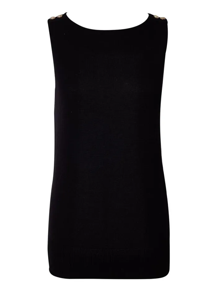 Women Boat Neck Vest Black Holland Cooper Tops