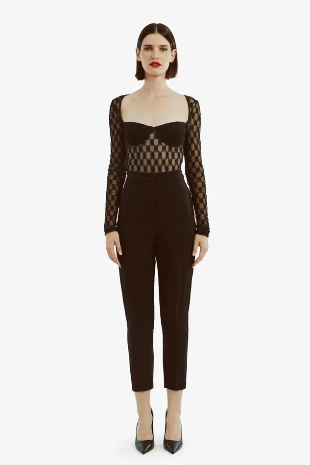 Women Bodysuits Bardot Adoni Long Sleeve Bodysuit In Black Black