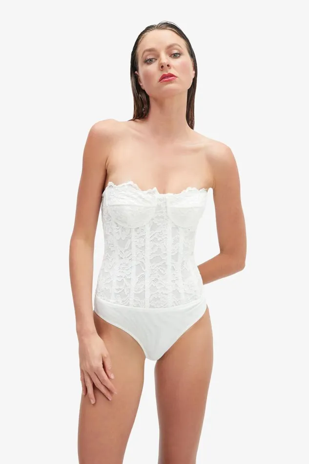 Women Bodysuits Bardot Oskar Bodysuit In Orchid White Orchid White