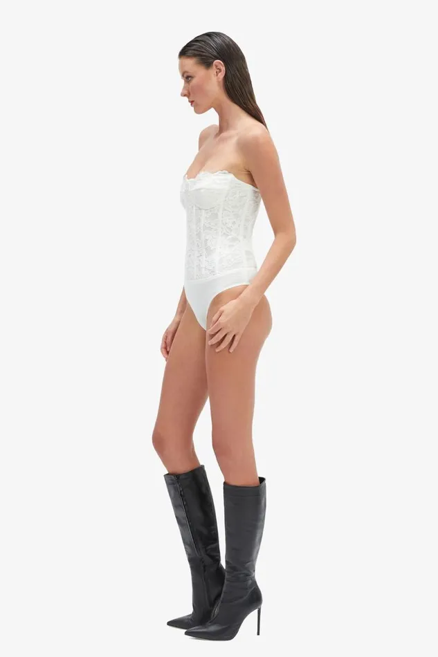 Women Bodysuits Bardot Oskar Bodysuit In Orchid White Orchid White