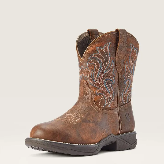 Women Booties Ariat Anthem Round Toe Shortie Western Boot Copper Kettle