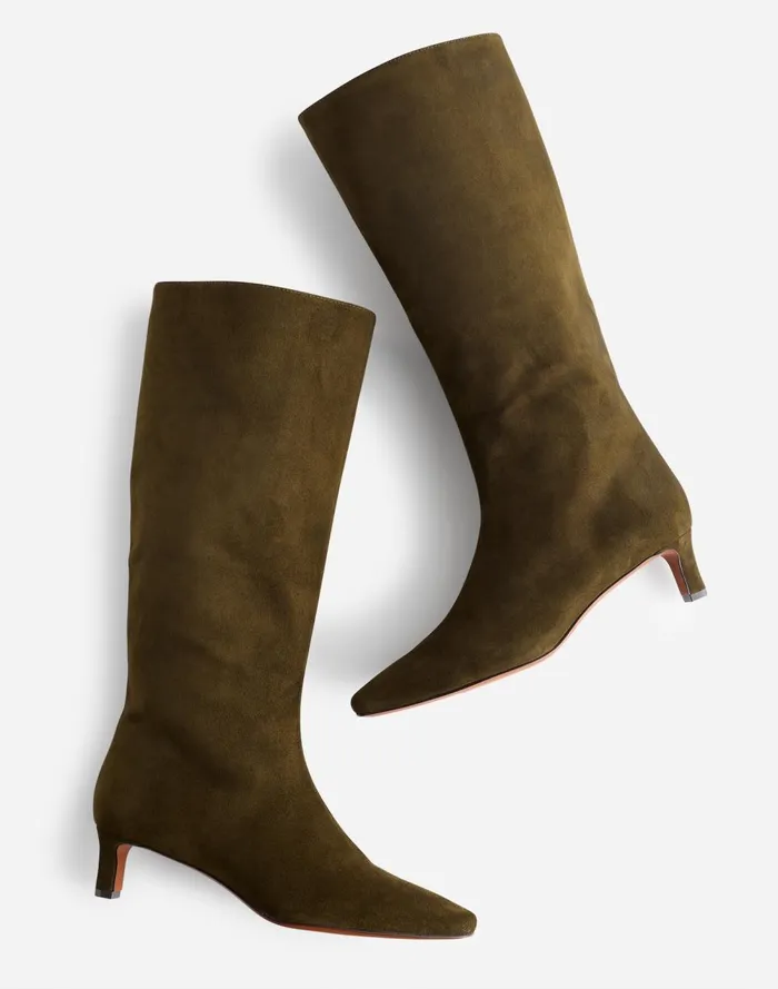 Women Boots Madewell The Dimes KittenHeel Knee Boot Shaded Olive