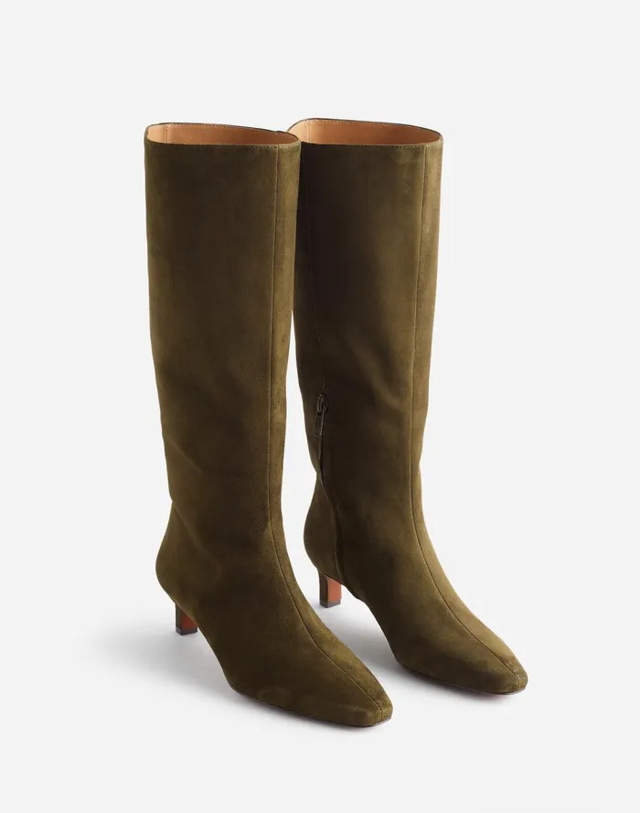 Women Boots Madewell The Dimes KittenHeel Knee Boot Shaded Olive