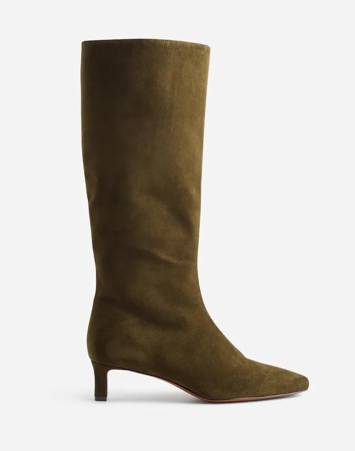 Women Boots Madewell The Dimes KittenHeel Knee Boot Shaded Olive