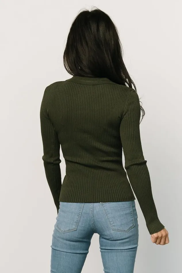 Women Boston Ribbed Top Olive Baltic Born Blouses and Shirts