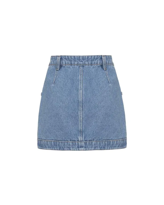 Women Bottoms PatBO Braided Denim Mini Skirt Denim