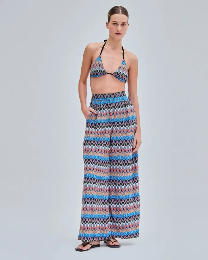 Women Bottoms PatBO Crochet Wide Leg Pants FINAL SALE Black Multi
