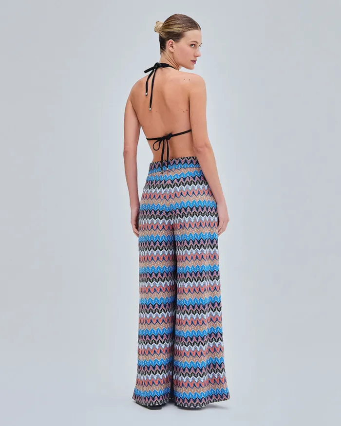 Women Bottoms PatBO Crochet Wide Leg Pants FINAL SALE Black Multi