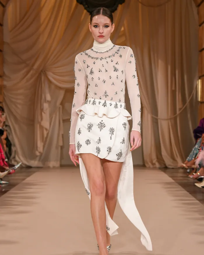 Women Bottoms PatBO HANDBEADED CAPE MINI SKIRT EXCLUSIVE FINAL SALE Ivory