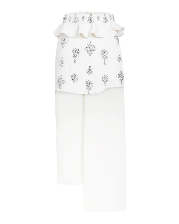 Women Bottoms PatBO HANDBEADED CAPE MINI SKIRT EXCLUSIVE FINAL SALE Ivory