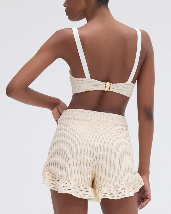 Women Bottoms PatBO METALLIC KNIT SHORT Off White