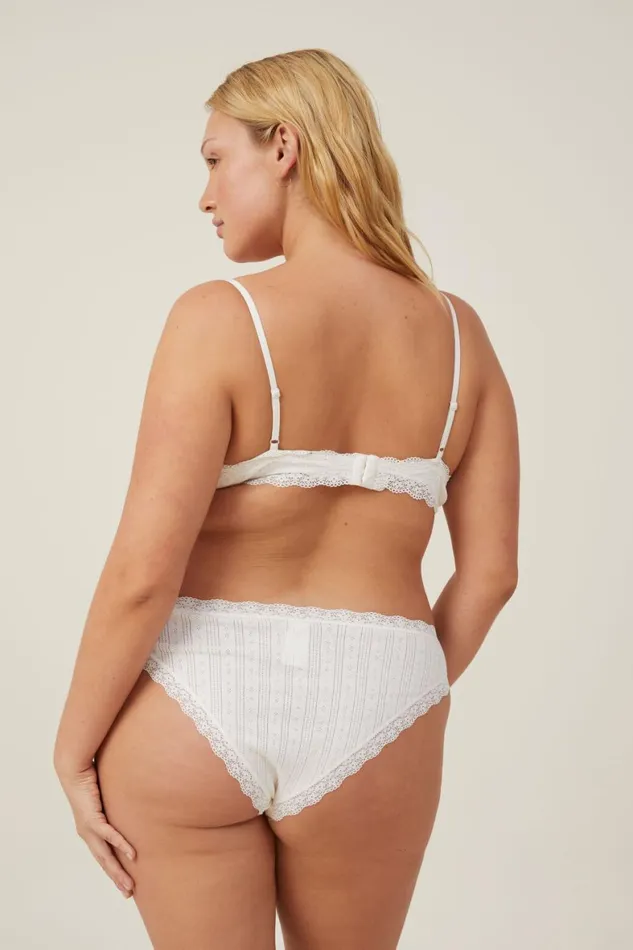 Women Bras Cotton On Organic Cotton Lace Triangle Padded Bralette Butterscotch Marle Pointelle