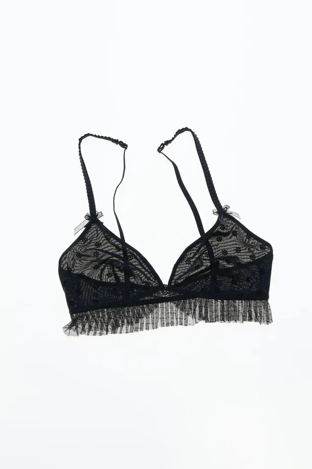 Women Bras Cotton On Sasha Flocking Mesh Bralette Black Daisy