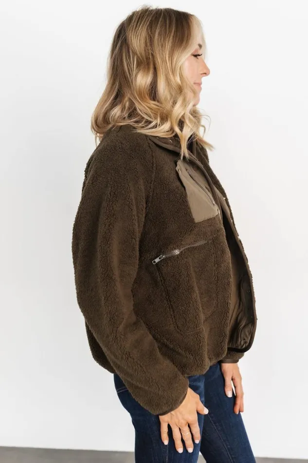 Women Brynn Sherpa Jacket Dark Olive Baltic Born Outerwear Women Brynn Sherpa Jacket Dark Olive Baltic Born Outerwear