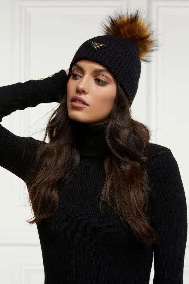Women Burghley Bobble Hat Black Holland Cooper Hats and Headbands Women Burghley Bobble Hat Black Holland Cooper Hats and Headbands