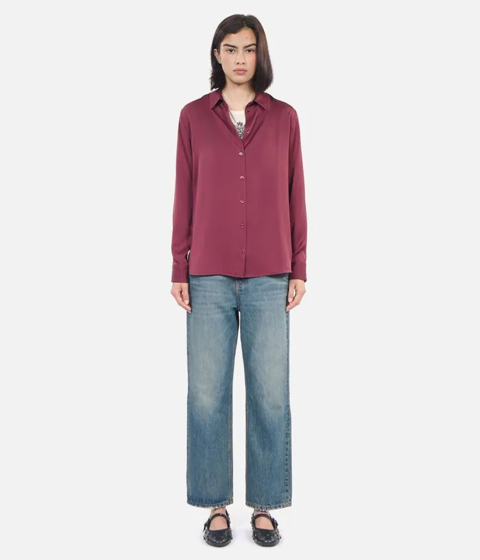 Women Burgundy Silk Shirt THE KOOPLES Blouses and Shirts