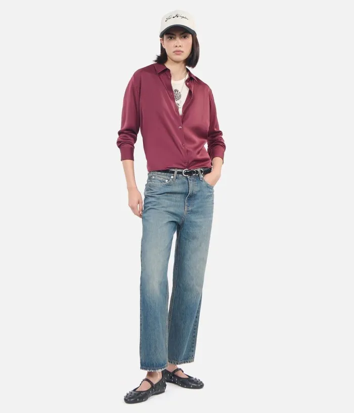 Women Burgundy Silk Shirt THE KOOPLES Blouses and Shirts