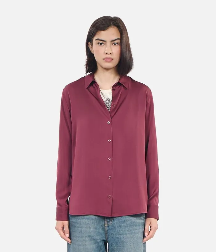 Women Burgundy Silk Shirt THE KOOPLES Blouses and Shirts