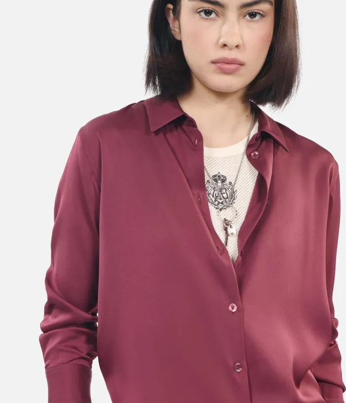 Women Burgundy Silk Shirt THE KOOPLES Blouses and Shirts