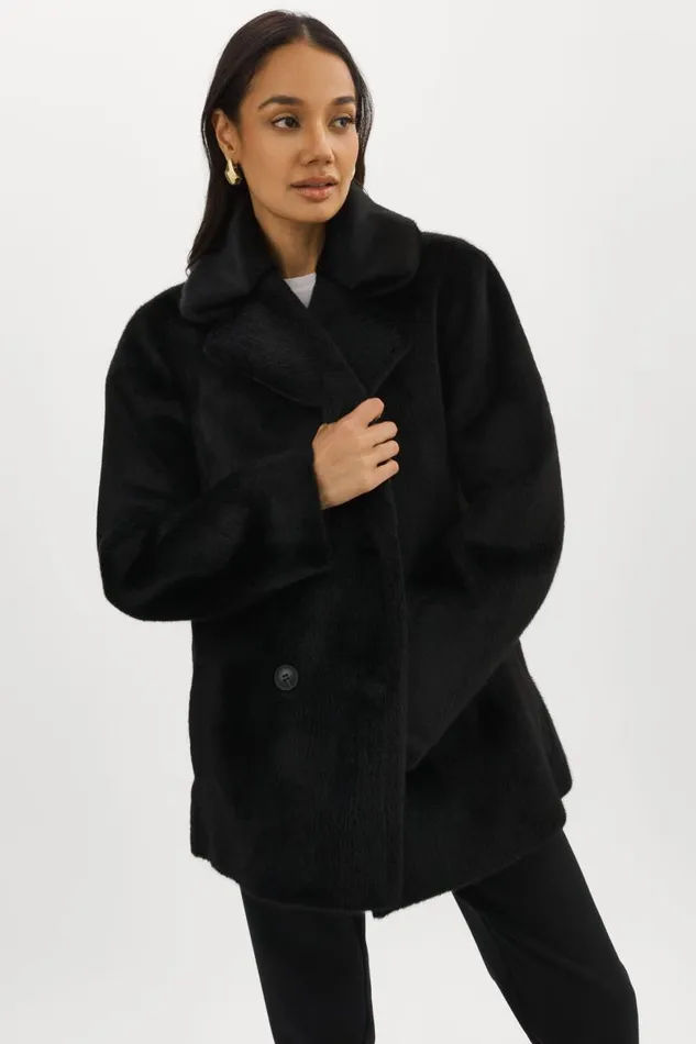 Women CAMILLE Faux Shearling Reversible Coat Black LAMARQUE Sherpa Women CAMILLE Faux Shearling Reversible Coat Black LAMARQUE Sherpa