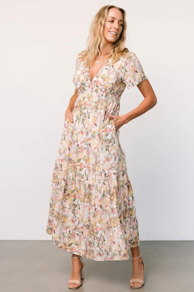 Women Cassie Short Sleeve Dress Multi Floral Baltic Born Maxi Dresses Women Cassie Short Sleeve Dress Multi Floral Baltic Born Maxi Dresses
