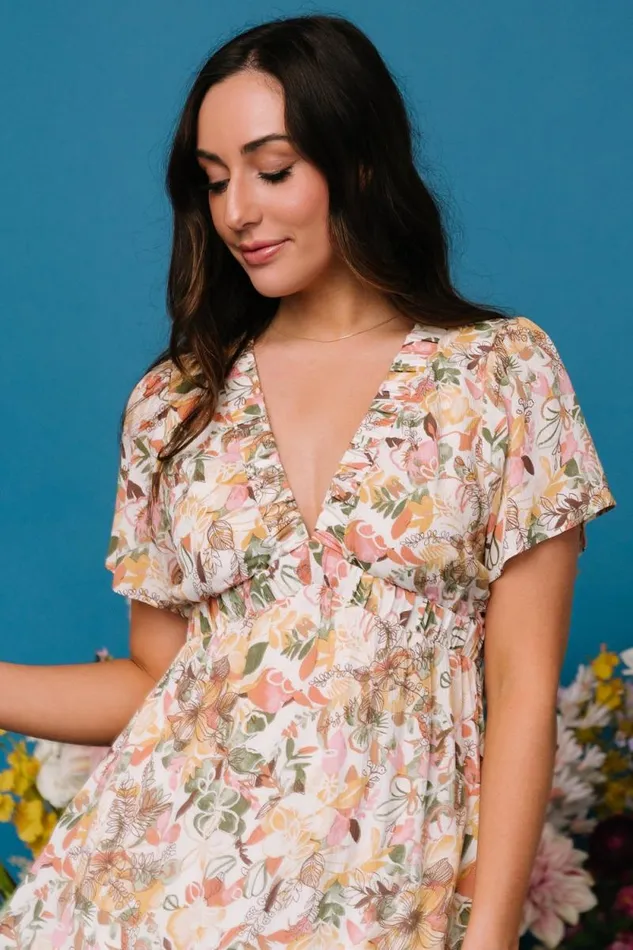 Women Cassie Short Sleeve Dress Multi Floral Baltic Born Maxi Dresses Women Cassie Short Sleeve Dress Multi Floral Baltic Born Maxi Dresses