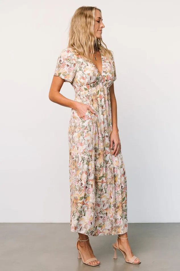 Women Cassie Short Sleeve Dress Multi Floral Baltic Born Maxi Dresses Women Cassie Short Sleeve Dress Multi Floral Baltic Born Maxi Dresses